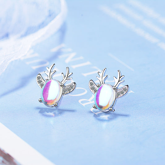1 Pair Simple Style Classic Style Antlers Inlay Copper Zircon Ear Studs