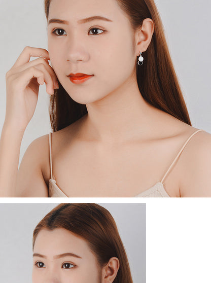 1 Pair Simple Style Round Epoxy Inlay Copper Zircon Drop Earrings