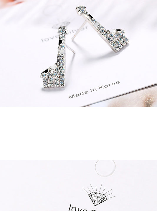 1 Pair Simple Style Giraffe Plating Inlay Copper Zircon White Gold Plated Ear Studs