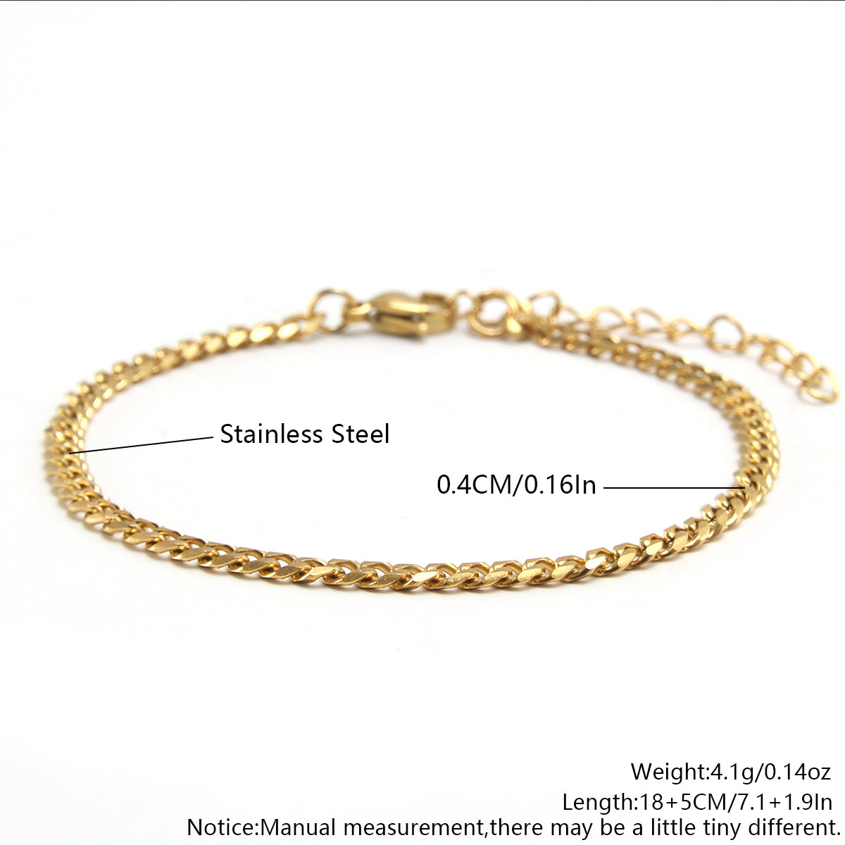 Hip-hop Punk Solid Color Stainless Steel Plating 18k Gold Plated Bracelets