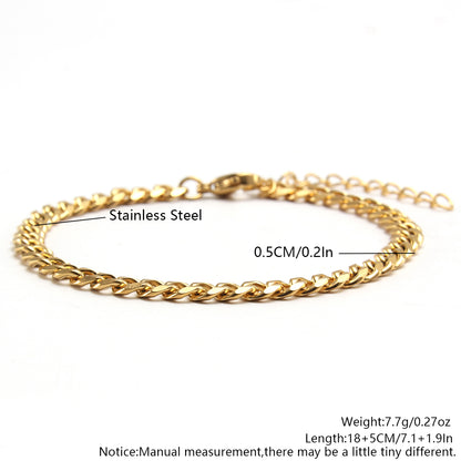 Hip-hop Punk Solid Color Stainless Steel Plating 18k Gold Plated Bracelets