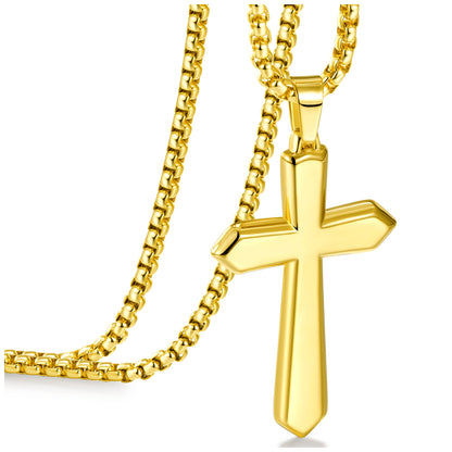 Hip-hop Vintage Style Rock Cross Stainless Steel Plating 14k Gold Plated Pendant Necklace