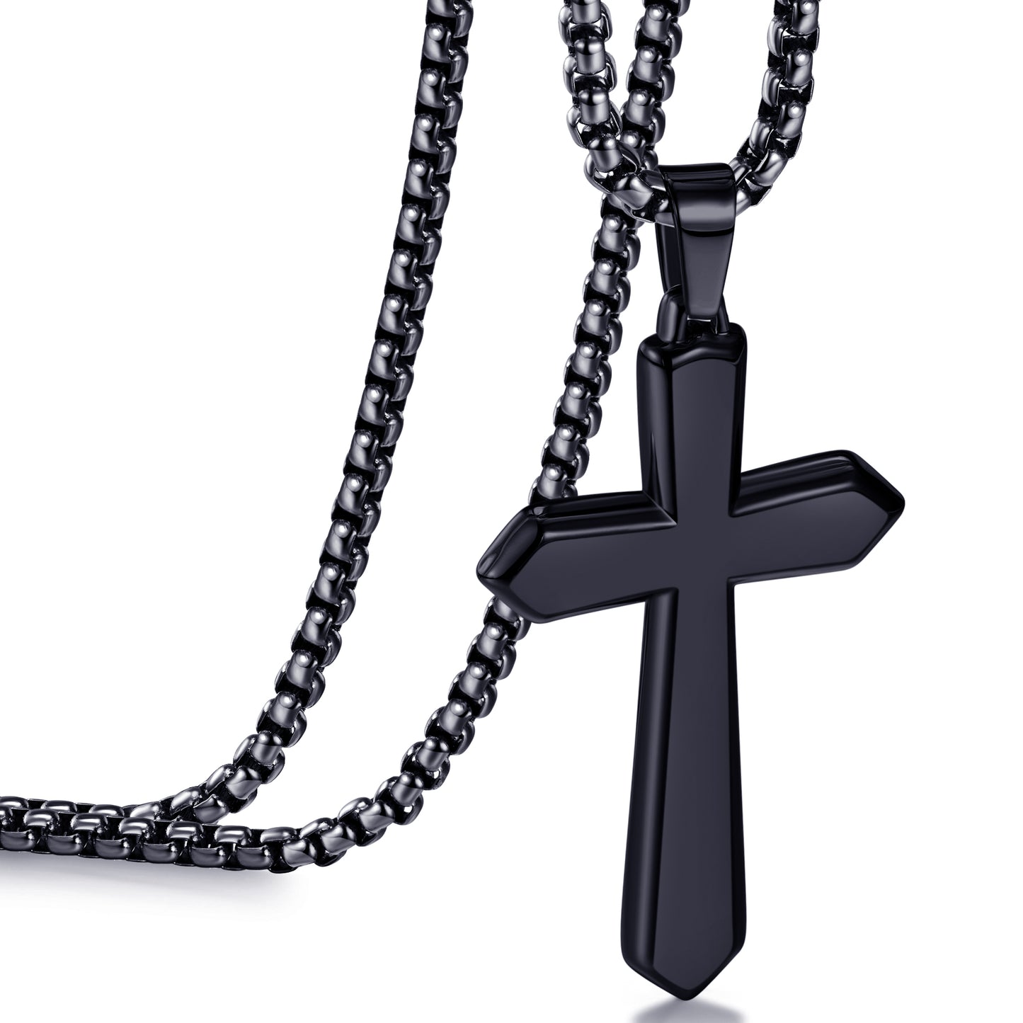 Hip-hop Vintage Style Rock Cross Stainless Steel Plating 14k Gold Plated Pendant Necklace