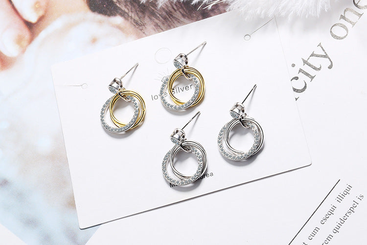 1 Pair Sweet Round Plating Inlay Copper Zircon White Gold Plated Drop Earrings