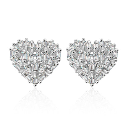 1 Pair Ig Style Shiny Heart Shape Plating Inlay Copper Zircon Ear Studs