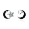 1 Pair Ig Style Star Moon Asymmetrical Epoxy Inlay Copper Zircon Ear Studs