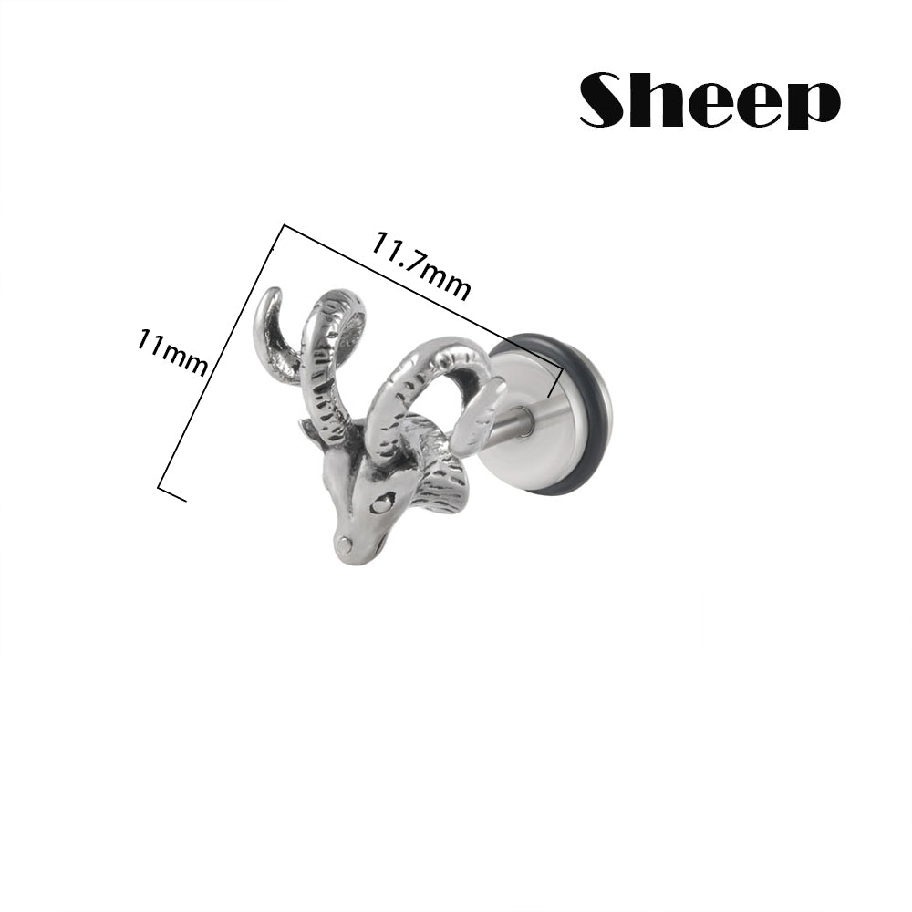 1 Piece Simple Style Rabbit Cattle Sheep Plating Stainless Steel Gold Plated Cartilage Earrings