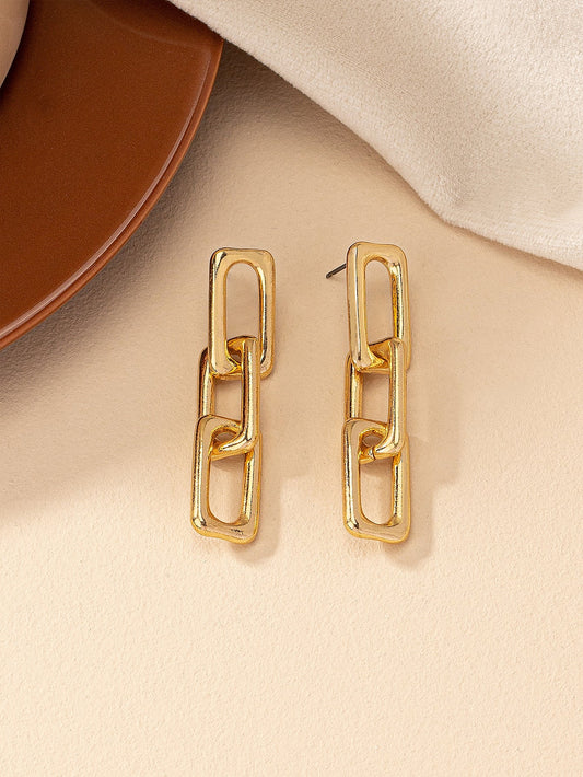 1 Pair Simple Style Solid Color Metal Drop Earrings