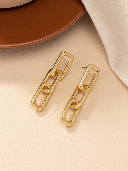 1 Pair Simple Style Solid Color Metal Drop Earrings