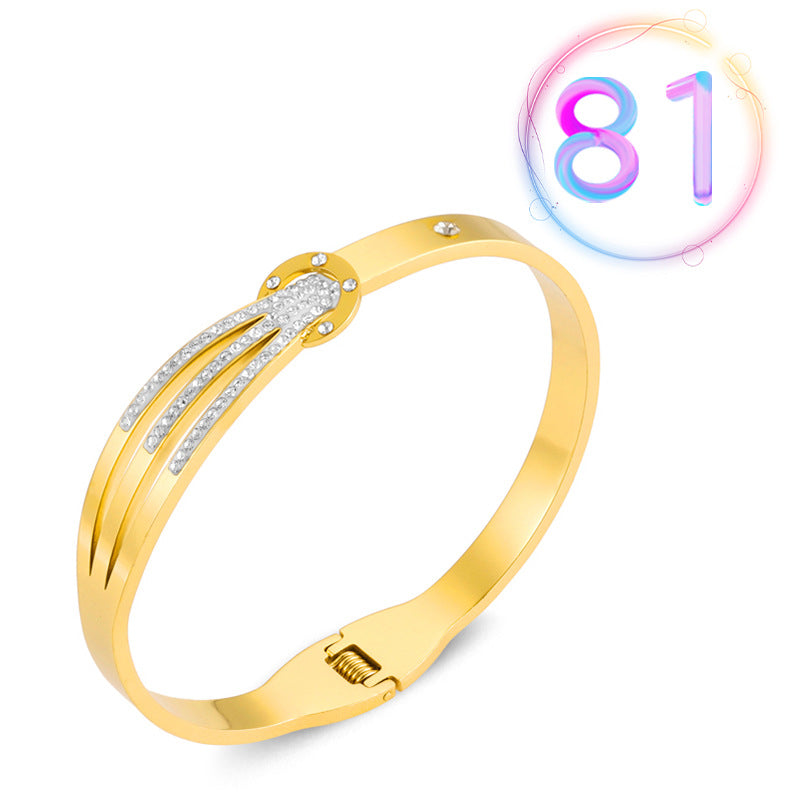 Fashion Geometric Stainless Steel Plating Zircon Bangle