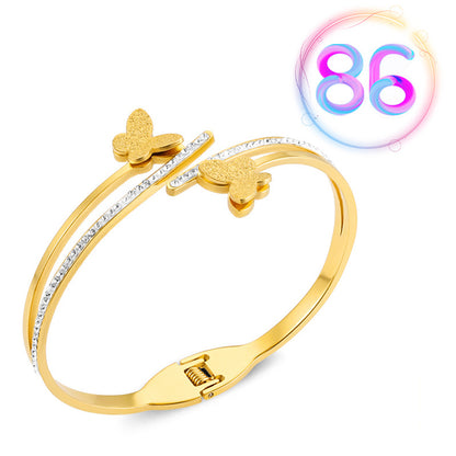 Fashion Geometric Stainless Steel Plating Zircon Bangle