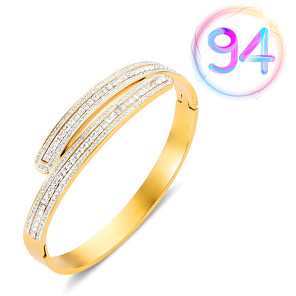 Fashion Geometric Stainless Steel Plating Zircon Bangle