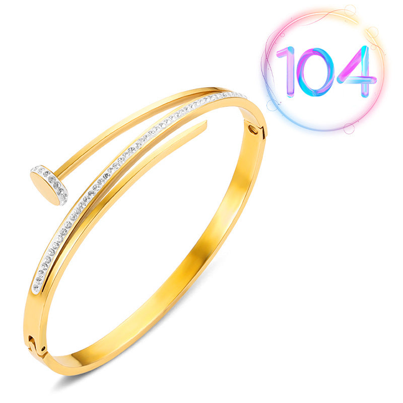 Fashion Geometric Stainless Steel Plating Zircon Bangle