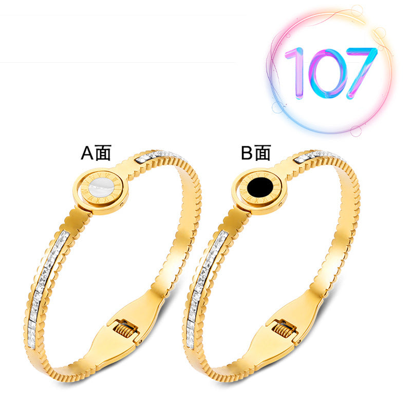 Fashion Geometric Stainless Steel Plating Zircon Bangle