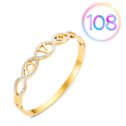 Fashion Geometric Stainless Steel Plating Zircon Bangle