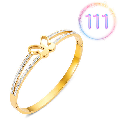 Fashion Geometric Stainless Steel Plating Zircon Bangle