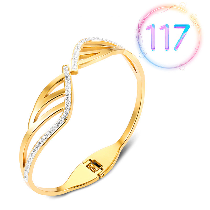 Fashion Geometric Stainless Steel Plating Zircon Bangle