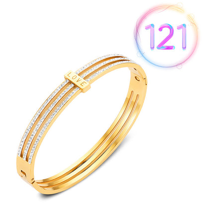 Fashion Geometric Stainless Steel Plating Zircon Bangle