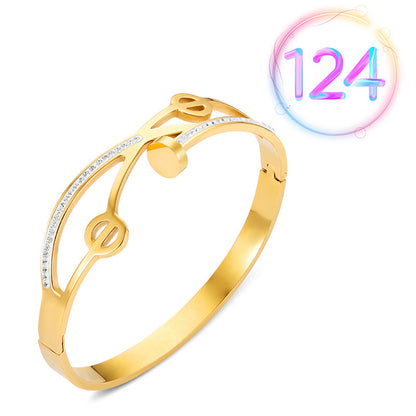 Fashion Geometric Stainless Steel Plating Zircon Bangle