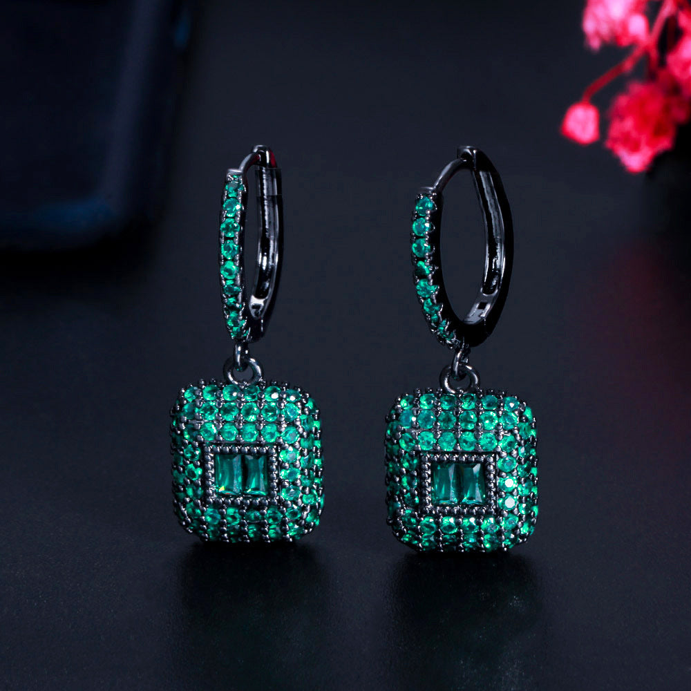 1 Pair Casual Shiny Square Plating Inlay Copper Zircon White Gold Plated Rhodium Plated Drop Earrings