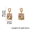 1 Pair Retro Pastoral Square Oval Flower Plating Hollow Out Inlay Copper Freshwater Pearl Shell 18k Gold Plated Drop Earrings