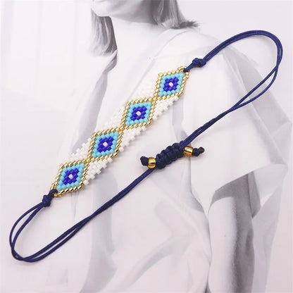 Ig Style Elegant Luxurious Palm Heart Shape Glass Knitting Women's Bracelets