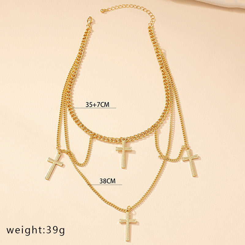 Nordic Style Original Design Punk Cross Alloy Plating Women's Layered Necklaces