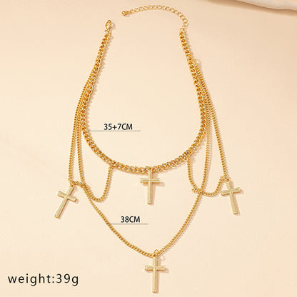 Nordic Style Original Design Punk Cross Alloy Plating Women's Layered Necklaces