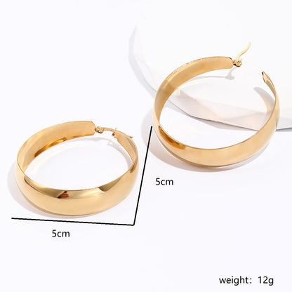 Fashion Creative Stainless Steel Electroplated 18k Circle Earrings