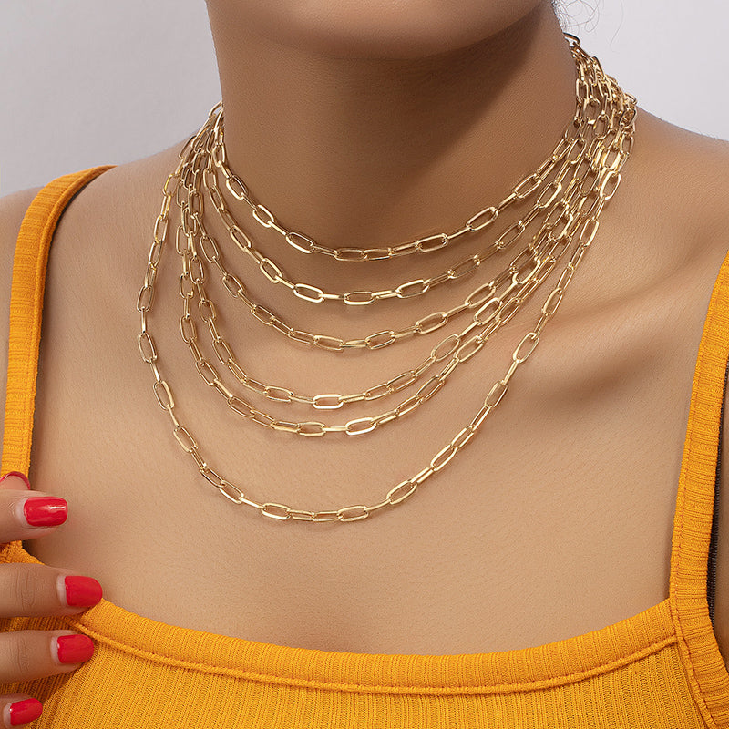 Nordic Style Hip-hop Punk Chains Print Alloy Plating Gold Plated Unisex Necklace