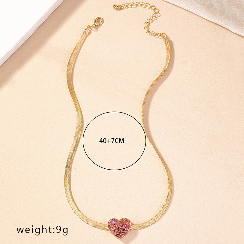 Original Design Retro Streetwear Heart Shape Alloy Plating Inlay Rhinestones Women's Pendant Necklace