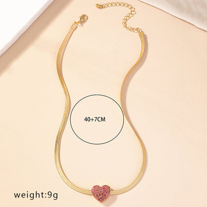 Original Design Retro Streetwear Heart Shape Alloy Plating Inlay Rhinestones Women's Pendant Necklace