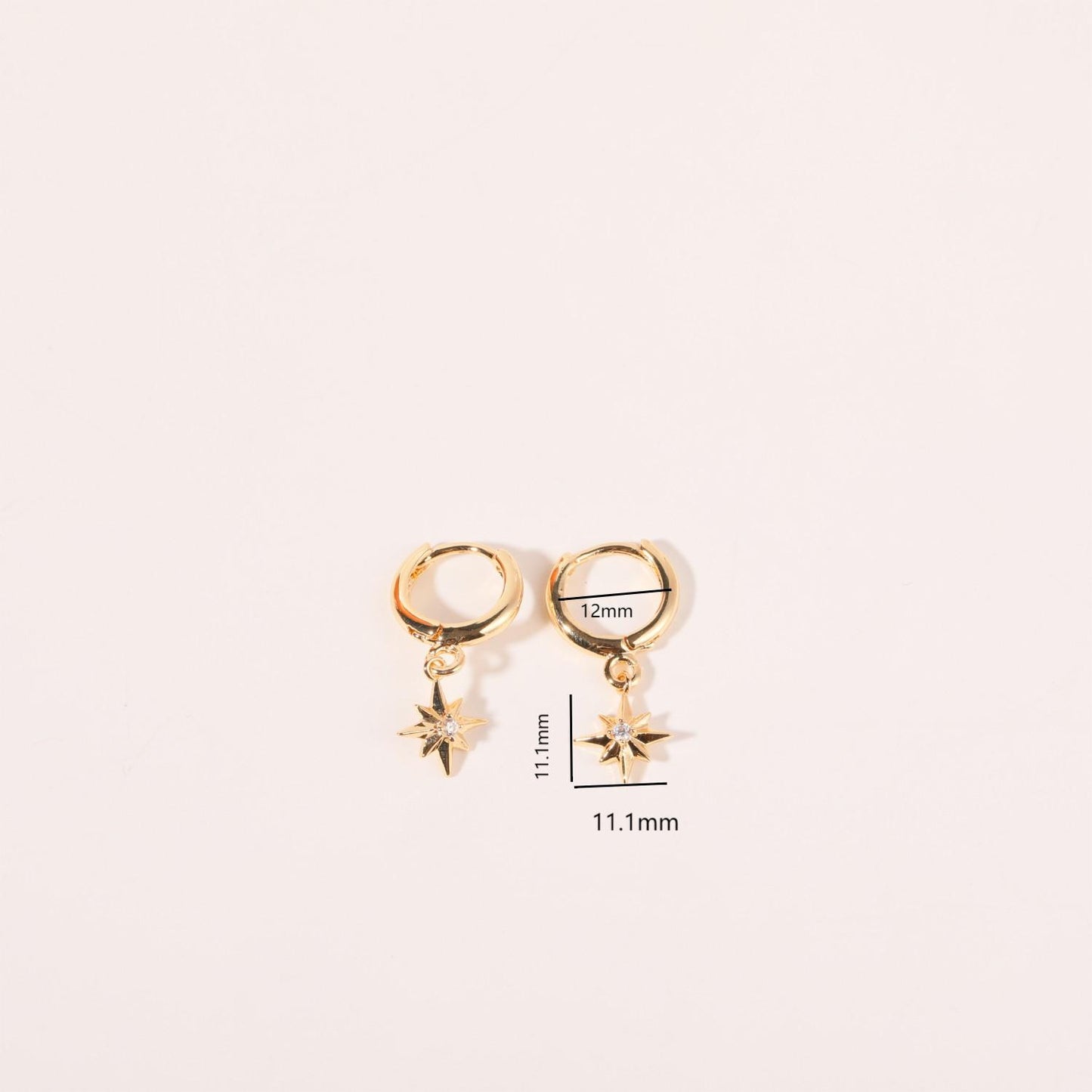 1 Pair Simple Style Star Plating Inlay Copper Zircon 18k Gold Plated Drop Earrings