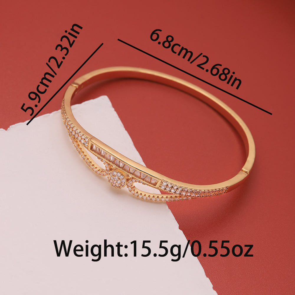 Ig Style Glam Xuping Solid Color Copper Plating Inlay Zircon 18k Gold Plated Bangle
