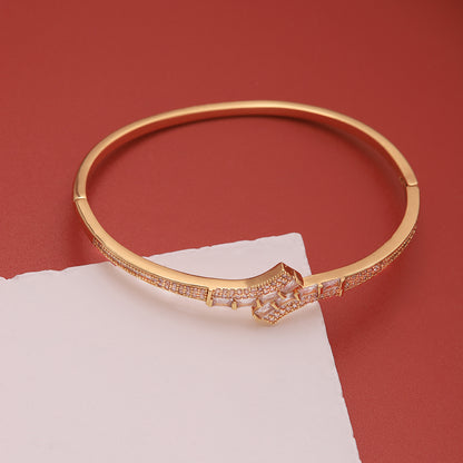 Ig Style Glam Xuping Solid Color Copper Plating Inlay Zircon 18k Gold Plated Bangle