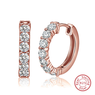 1 Pair Simple Style Round Polishing Plating Inlay Sterling Silver Zircon Rose Gold Plated White Gold Plated Earrings