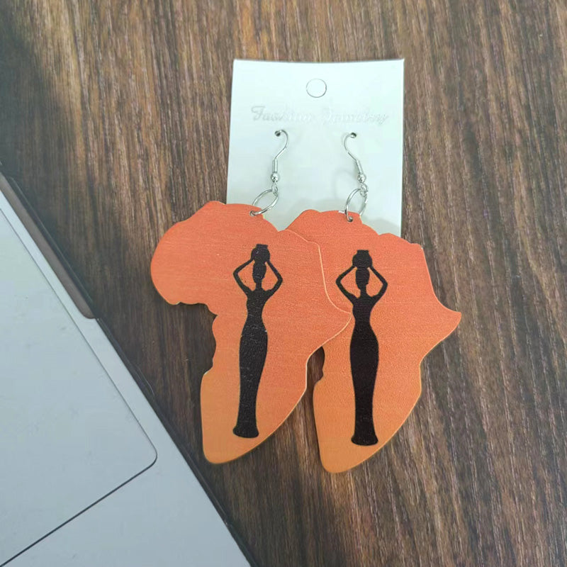 Fashion Color Resin African Map Earrings Nhgo142985