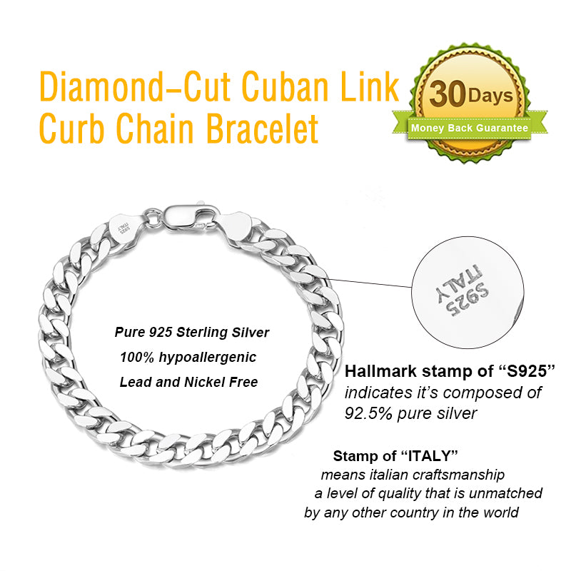 Hip-hop Simple Style Cool Style Solid Color Sterling Silver Plating Chain White Gold Plated Bracelets