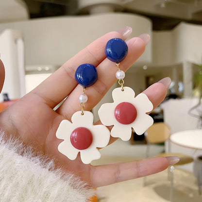 1 Pair Retro Flower Resin Drop Earrings