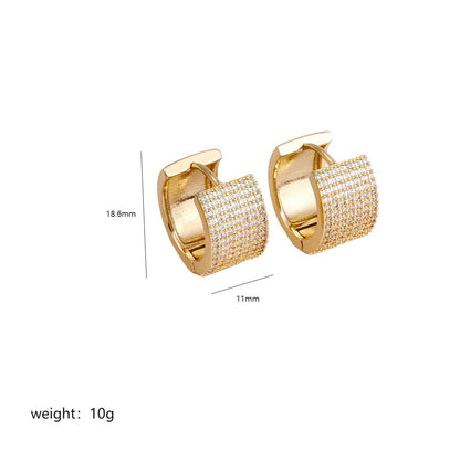 1 Pair Luxurious C Shape Plating Copper Zircon 18k Gold Plated Earrings