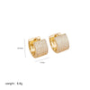 1 Pair Luxurious C Shape Plating Copper Zircon 18k Gold Plated Earrings