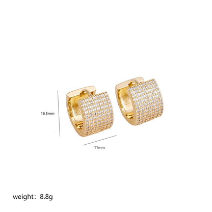 1 Pair Luxurious C Shape Plating Copper Zircon 18k Gold Plated Earrings