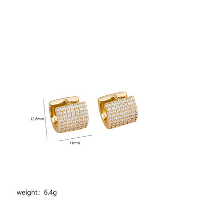 1 Pair Luxurious C Shape Plating Copper Zircon 18k Gold Plated Earrings