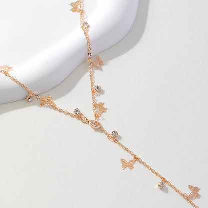 Sexy Simple Style Shiny Round Glass Copper Inlay Artificial Diamond Long Necklace