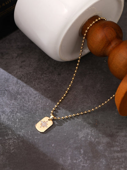 Commute Star Copper Inlay Zircon Pendant Necklace