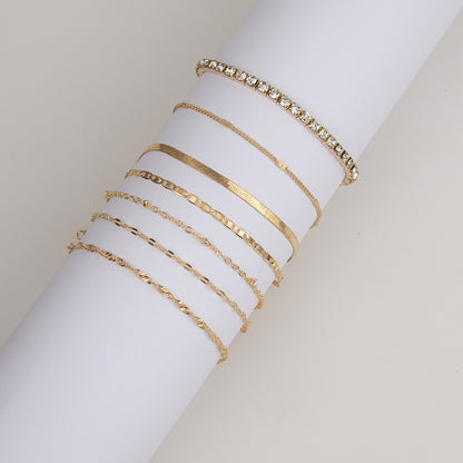 Streetwear Solid Color Artificial Diamond Alloy Wholesale Bracelets