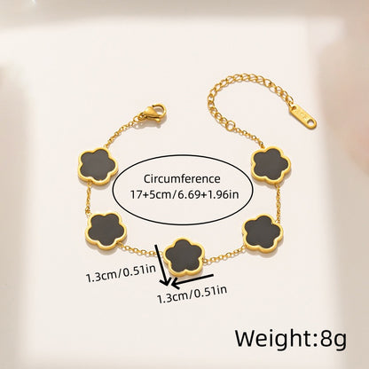 Casual Simple Style Flower Stainless Steel Plating Inlay Shell Gold Plated Bracelets Necklace