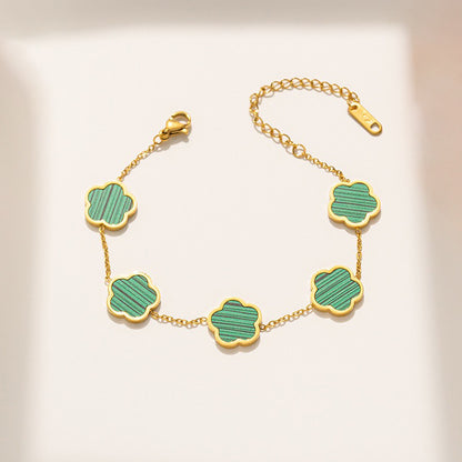Casual Simple Style Flower Stainless Steel Plating Inlay Shell Gold Plated Bracelets Necklace