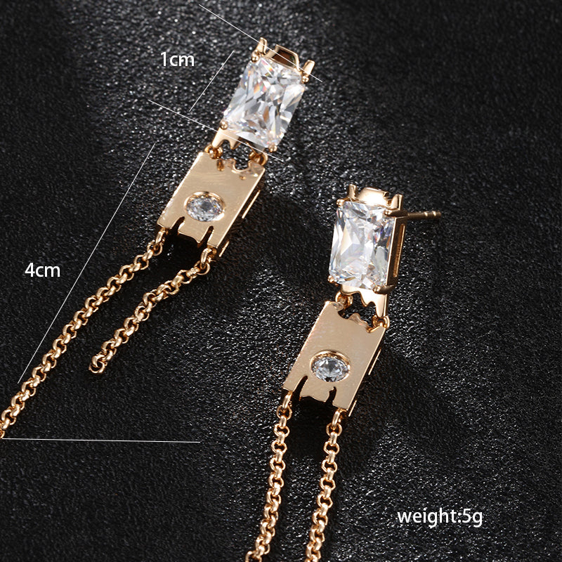 1 Pair Nordic Style Xuping Geometric Color Block Plating Inlay Copper Alloy Artificial Gemstones 18k Gold Plated Drop Earrings