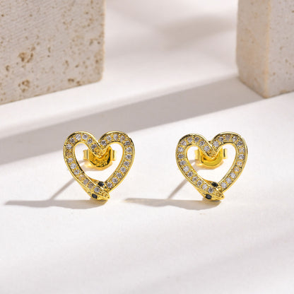 1 Pair Simple Style Animal Star Heart Shape Plating Inlay Stainless Steel Diamond Gold Plated Ear Studs